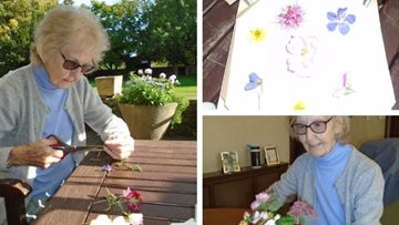 Beautiful day for flower arranging at Tetbury care home